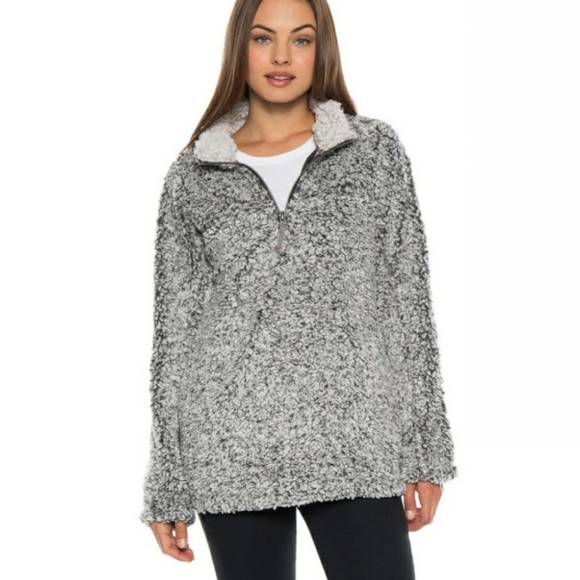 dylan Jackets & Blazers - Dylan Sherpa Stadium Pullover Frosty Tipped